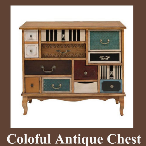 おとぎの国からやってきた♪ カラフルアンティークミディアムチェスト【送料無料】