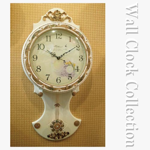 クラシック時計 クラシカルウッドクロック(ホワイトフラワー)【送料無料】