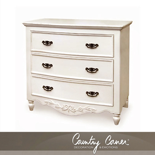 フランス白い家具ロマンティックホワイトファニチャー フランス カントリーコーナー 【Country Corner】 ３段チェスト【送料無料・開梱設置付き】