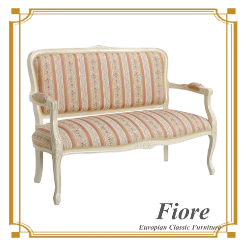  ヨーロピアンクラシックスタイル Fiore～フィオーレ～ ストライプピンクサロンソファー【送料無料・開梱設置付き】