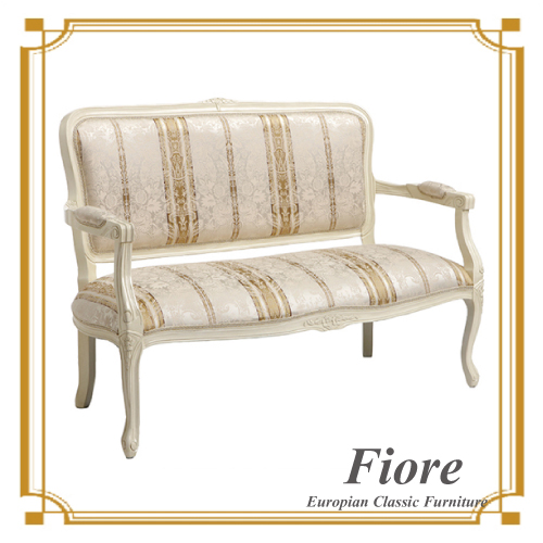  ヨーロピアンクラシックスタイル Fiore～フィオーレ～ ストライプホワイトサロンソファー【送料無料・開梱設置付き】