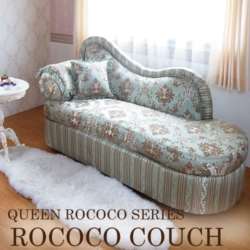 Queen Rococo クラシックカウチソファ (GR)【送料無料・開梱設置付き】