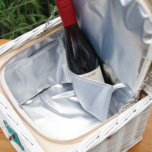 保冷バッグ付き！ピクニックバスケット(WH)｜アウトドアグッズ