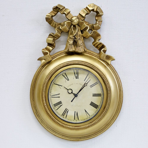 アンティークウォールクロック・リボン(壁時計) ゴールド｜おしゃれ