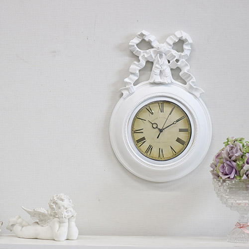 壁掛け 時計 ウォールクロック ホワイト ヴィンテージ アンティーク 壁掛け時計 ウォールクロック ヴェネツィア ホワイト LS-B8200s-WH