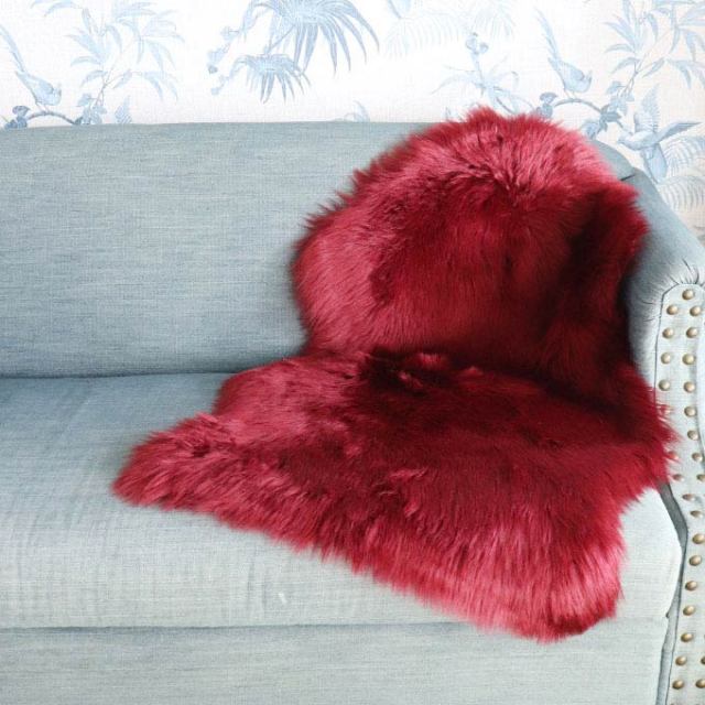 フェイクファームートンラグ フォックスタッチファー(ワイン) 60