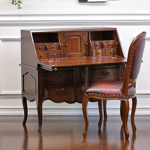 美品 ながけりゃ 楢材 ライティングビューローデスク 北斗 書斎机 