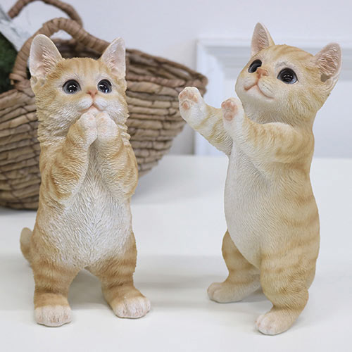 猫 陶器置物 飾り 4個セット 帽子 