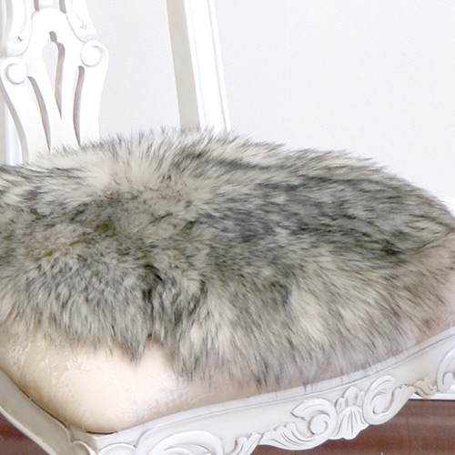 フェイクファームートンラグ チェア座面カバー(グレー