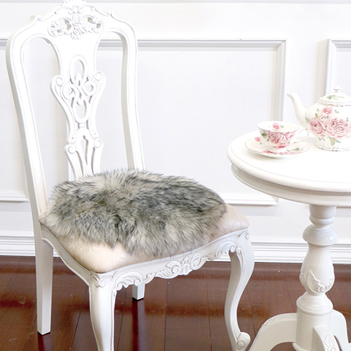 フェイクファームートンラグ チェア座面カバー(グレー)｜おしゃれ