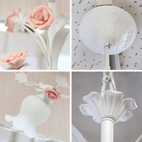 ホワイトシャンデリア 3シェード フラワー装飾 ホワイトシャンデリア 3シェード フラワー装飾 【公式通販】