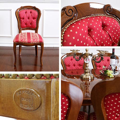 輸入家具 イタリア製：リーフクラシックダイニングセット5P(ドット