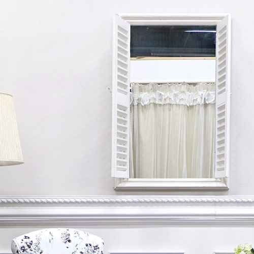 大特価】シャビーシック アンティークウィンドウミラー(スクエア