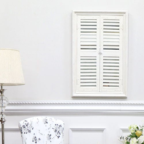 大特価】シャビーシック アンティークウィンドウミラー(スクエア