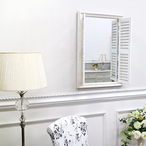 大特価】シャビーシック アンティークウィンドウミラー(スクエア