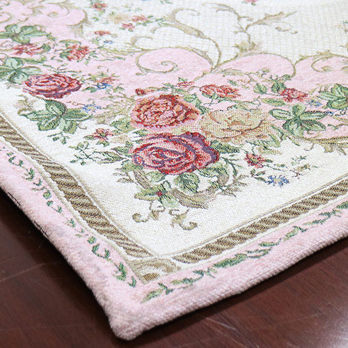 ゴブラン織り ローズラグマット ピンク 120×180cm｜おしゃれ 姫系