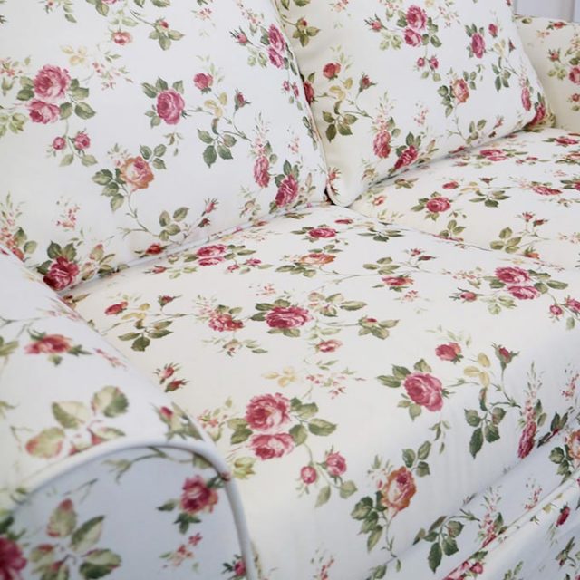 輸入家具 プチローズソファ 三人掛け ロココ調 ソファー 3P 花柄