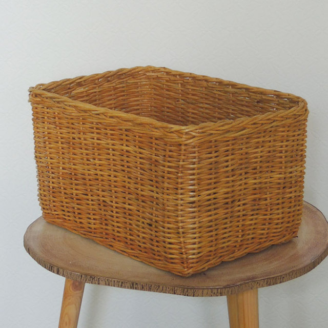 ヴィンテージ　ラタン　バスケット　マガジンラック　？　鉢カバー　？　小物入れ ヴィンテージ ラタン バスケット マガジンラック ？ 鉢カバー