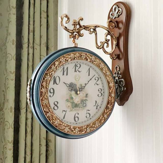 両面ハンギングクロック(壁掛け時計) トルコブルー｜おしゃれ