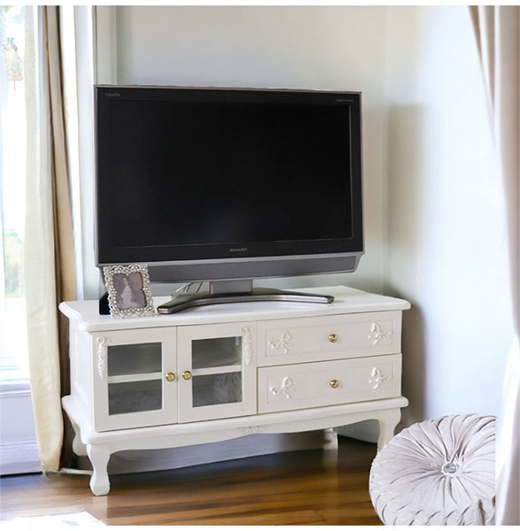 姫系家具,輸入家具,白家具,ロマプリ,テレビ台,テレビボード,90cm,収納,プリンセスインテリア-1