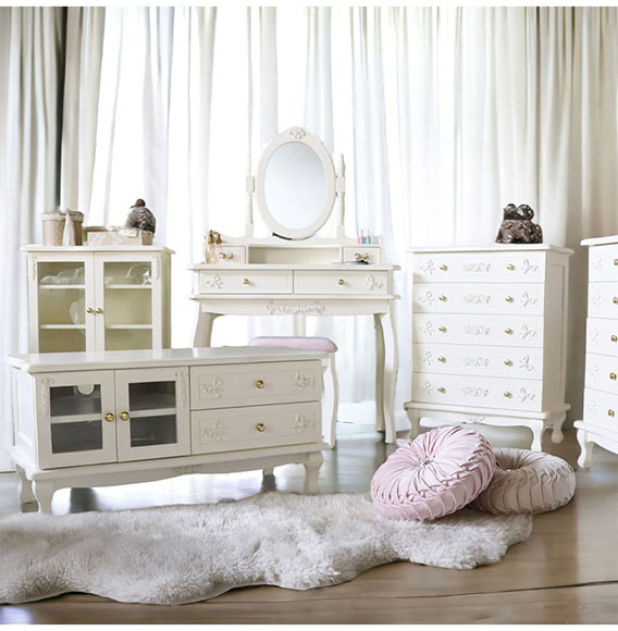 ココリボン バスケット付きキャビネット 幅78cm ホワイト｜おしゃれ  