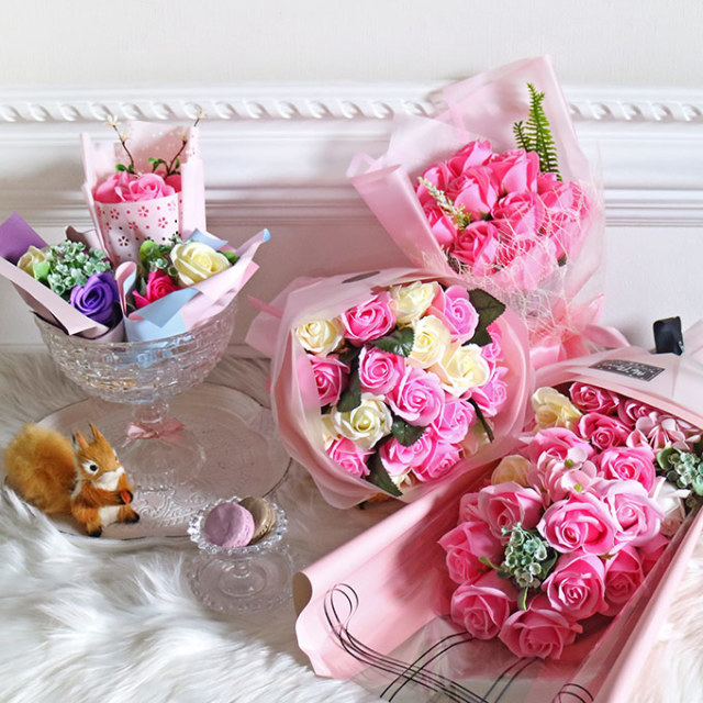 BOX付ソープフラワーブーケ ローズ Lサイズ｜おしゃれなインテリア通販