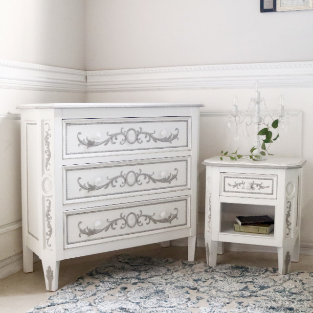 ナイトテーブル,サイドテーブル,カントリーコーナー,白家具