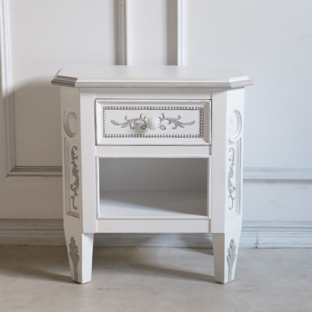 ナイトテーブル,サイドテーブル,カントリーコーナー,白家具