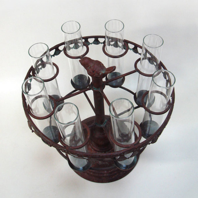 アンティーク調 アイアン ビーカーバードオブジェ 花瓶