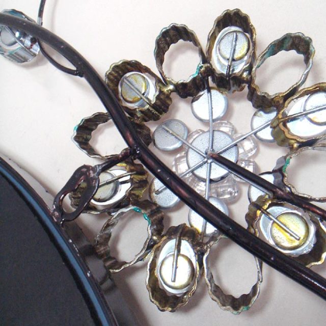 鏡,ミラー,壁掛け,ウォールミラー,アイアン,ジュエルフラワー,アンティーク