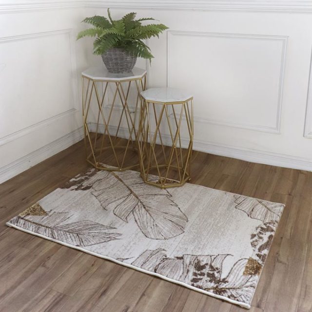 ラグ,マット,ラグマット,玄関マット,インテリアマット,室内,屋内,長方形,120×80cm,洗える,ホワイト,ゴールド,フラワー