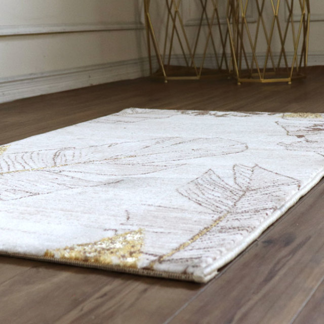 ラグ,マット,ラグマット,玄関マット,インテリアマット,室内,屋内,長方形,120×80cm,洗える,ホワイト,ゴールド,フラワー