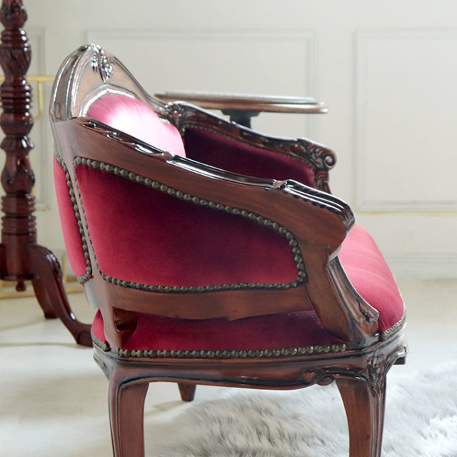 輸入家具 2人掛けソファ ベロアボルドー 高級マホガニー家具 ベネシア