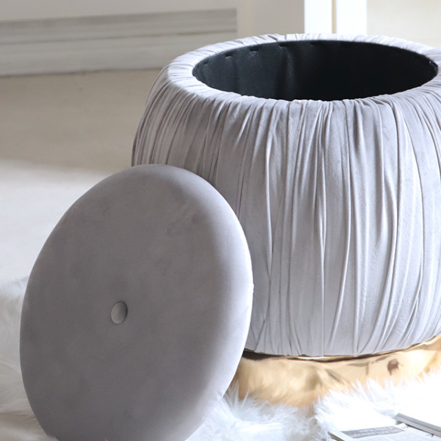 スツール,収納付き,一人用,マカロン,グレー