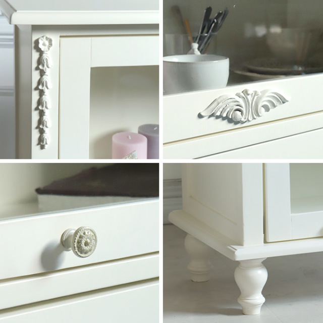 本棚,食器棚,白家具,おしゃれ,キャビネット,カップボード,フラップ式,アンティーク,3段,ホワイト