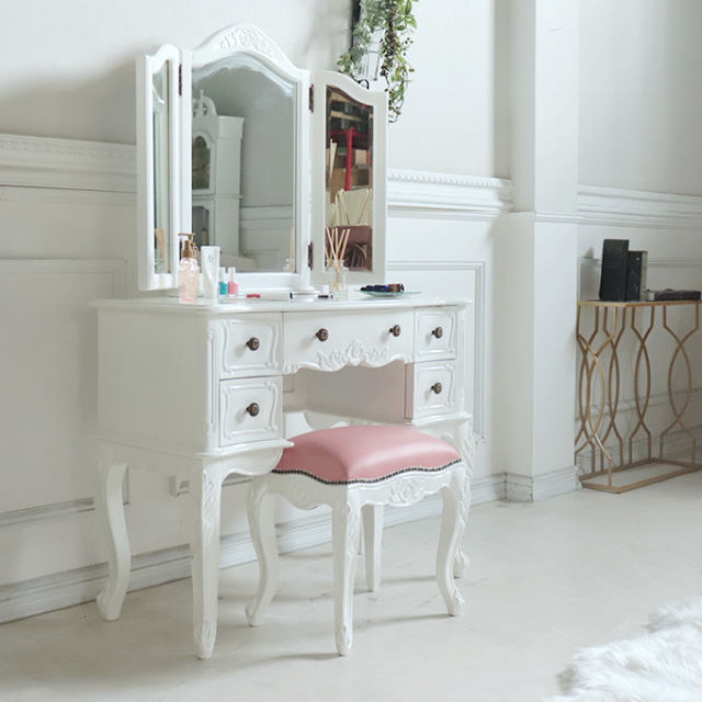 ドレッサー,三面鏡,化粧台,ホワイト,木製