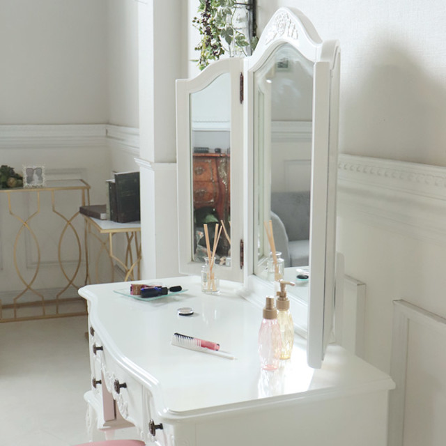 ドレッサー,三面鏡,化粧台,ホワイト,木製