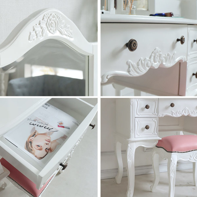 ドレッサー,三面鏡,化粧台,ホワイト,木製