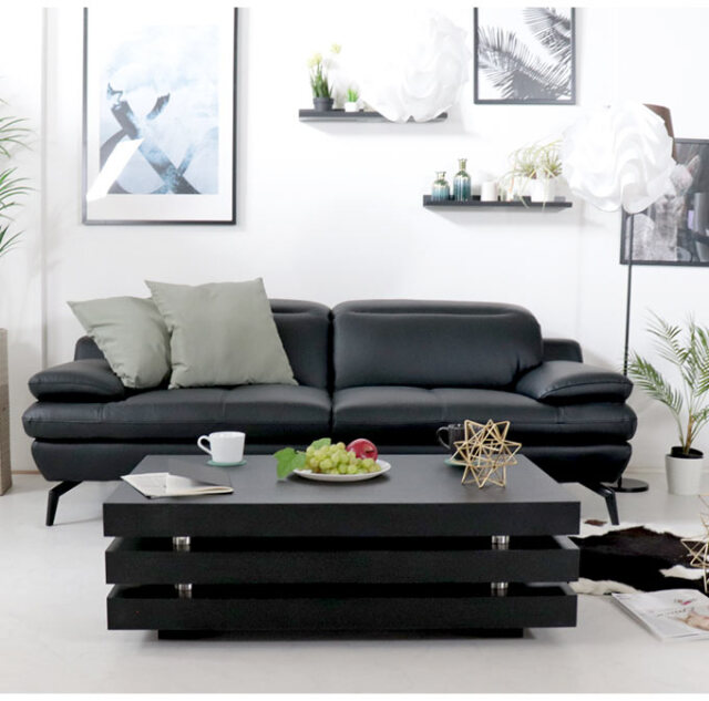 センターテーブル 幅100×奥行60cm ブラック HOBANG｜モダン家具  