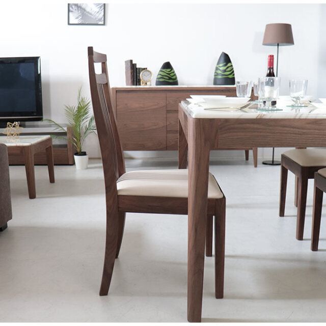 ダイニングセット,4人用,大理石,ウォールナット,モダン