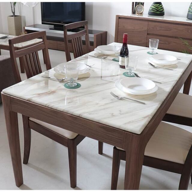 ダイニングセット,4人用,大理石,ウォールナット,モダン