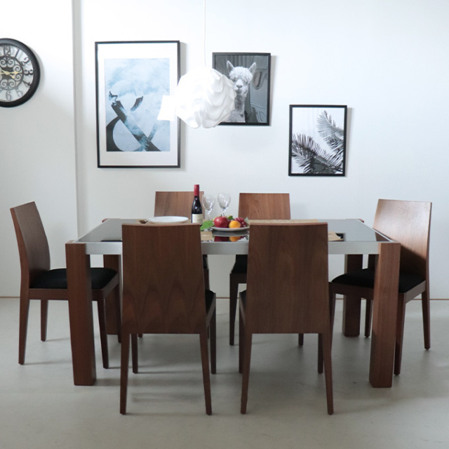 ダイニングセット,6人掛け,ウォールナット,ナチュラル