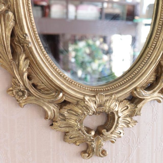 アンティークゴールド オーバルミラー 壁掛け｜おしゃれインテリア