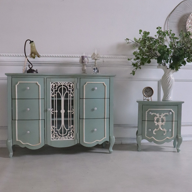 サイドボード,収納,幅120cm,フレンチ,ロココ,グリーン