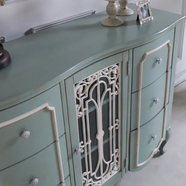 サイドボード,収納,幅120cm,フレンチ,ロココ,グリーン
