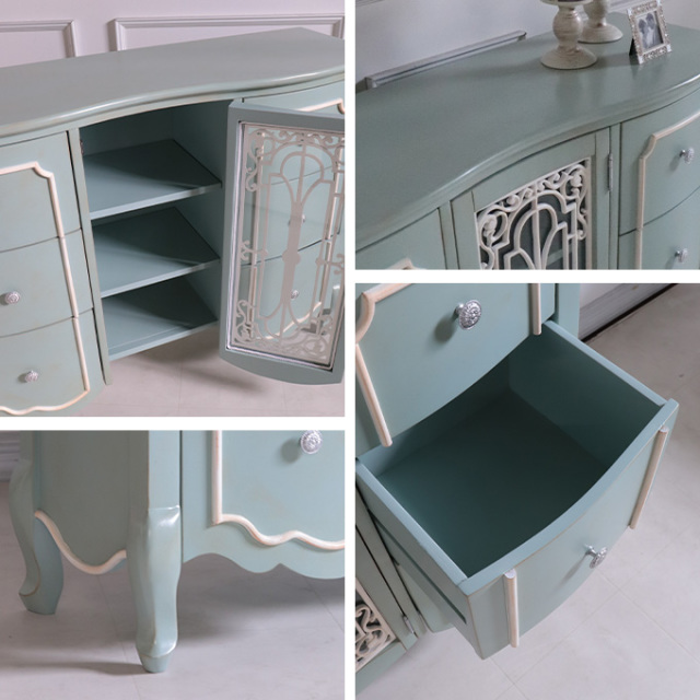 サイドボード,収納,幅120cm,フレンチ,ロココ,グリーン