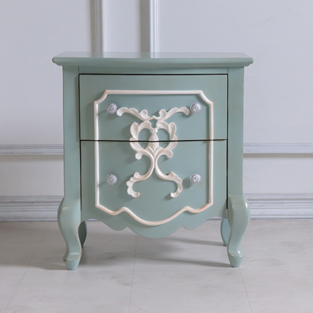 ナイトテーブル,収納,寝室,フレンチ,ロココ,グリーン