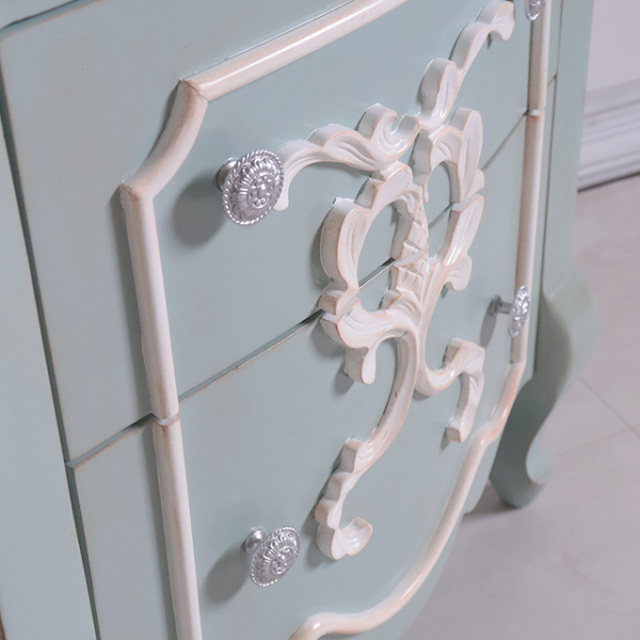 ナイトテーブル,収納,寝室,フレンチ,ロココ,グリーン