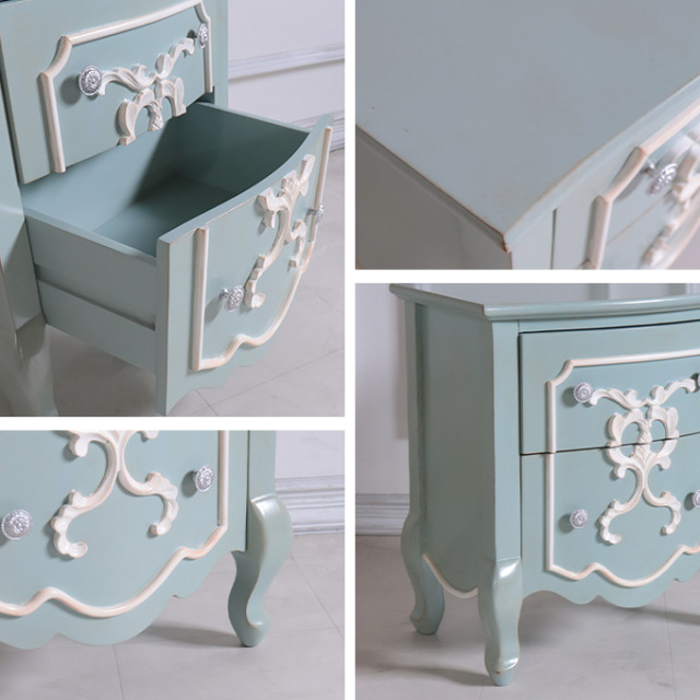 ナイトテーブル,収納,寝室,フレンチ,ロココ,グリーン