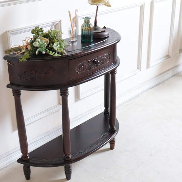 コンソール,棚,収納,スリム,アジアン,ブラウン